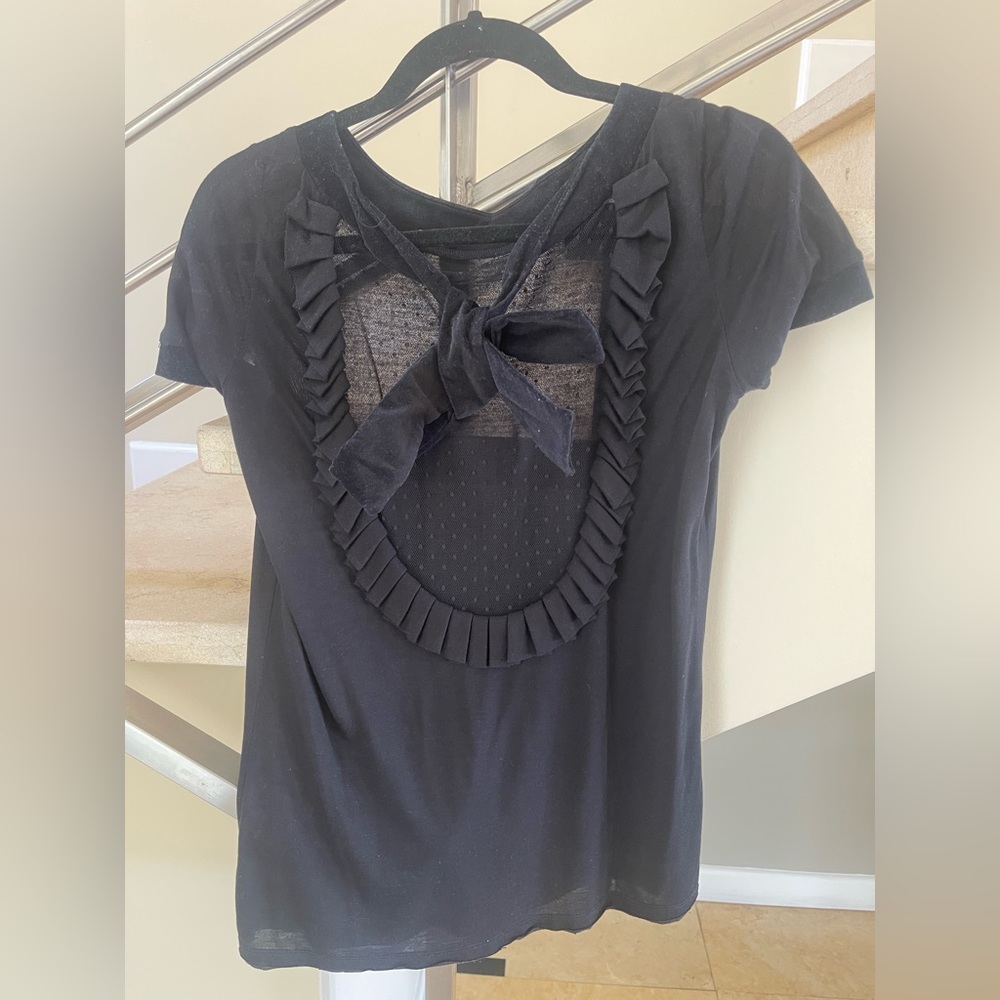Vintage Valentino Elegant Black Ruffled lace top